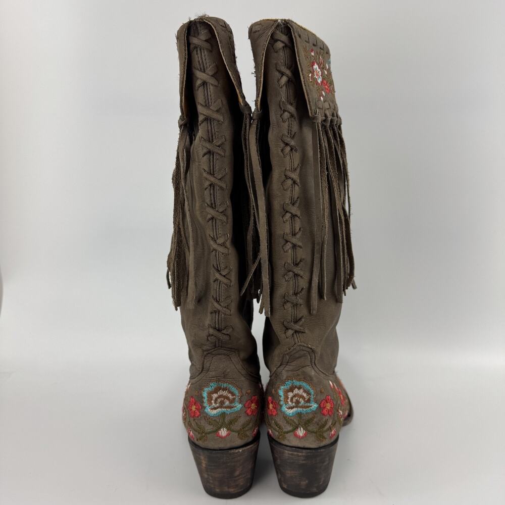 Old Gringo Women’s 7 Cowboy Boots Multi Floral Embroidered Fringe Brown Leather - Picture 11 of 11